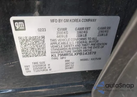 2023 Chevrolet Trailblazer Awd Lt из США, поврежденный, VIN KL79MRSLXPB143878